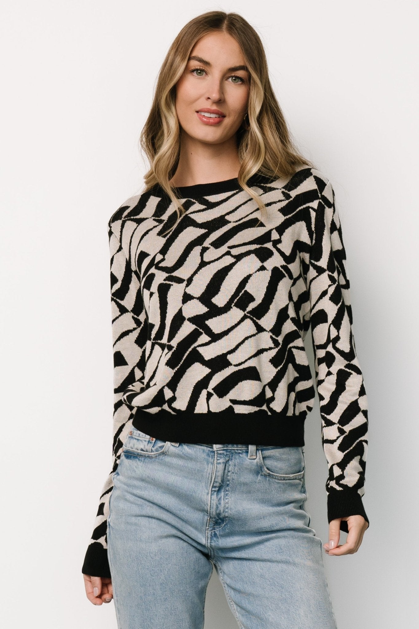 Petra Knit Sweater Top | Baltic Born Black + Ivory
