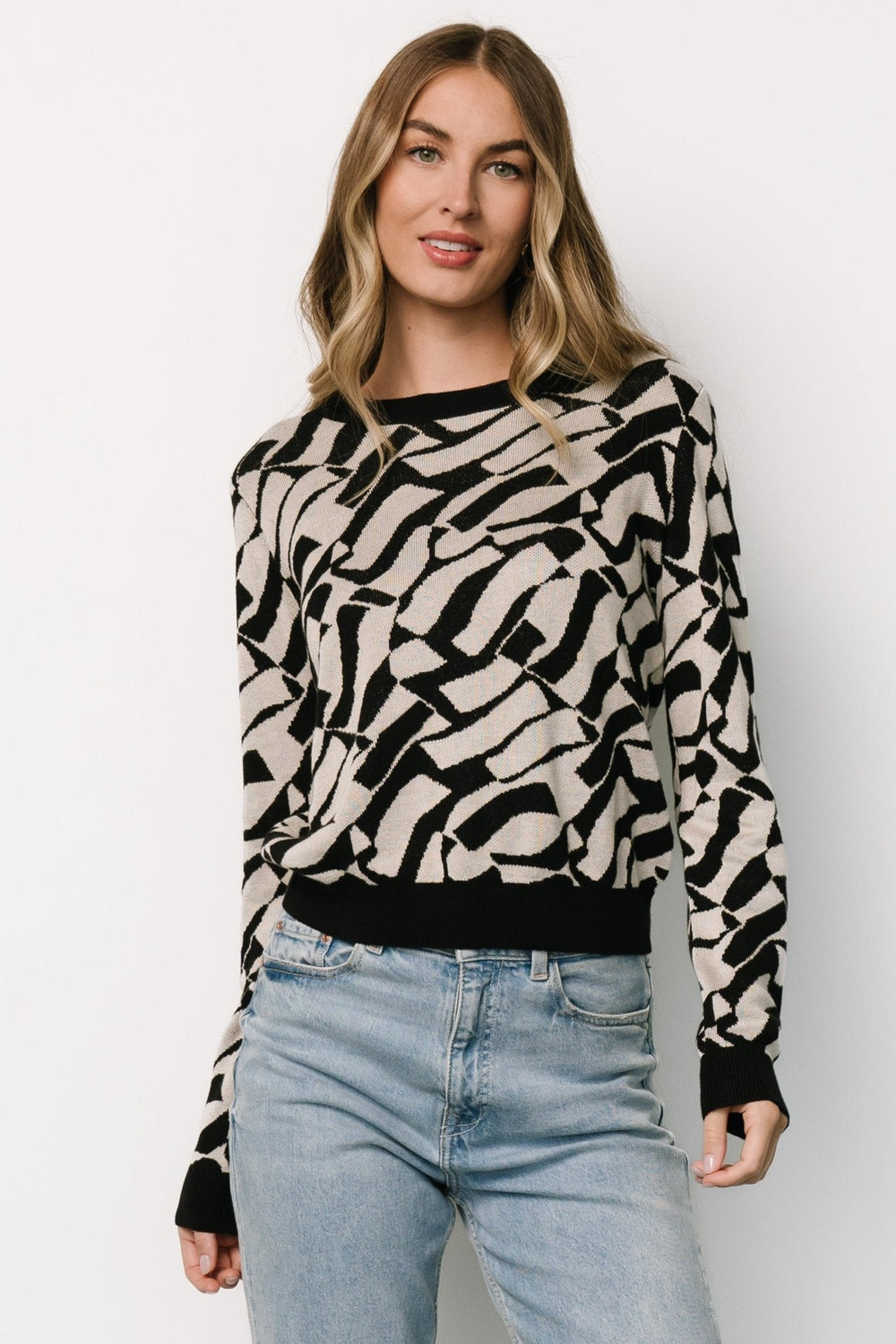 Petra Knit Sweater Top | Baltic Born Black + Ivory