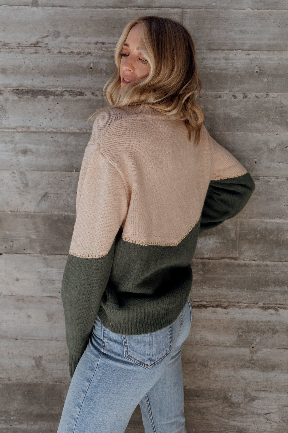 Rowen Color Block Sweater | Baltic Born Natural + Green