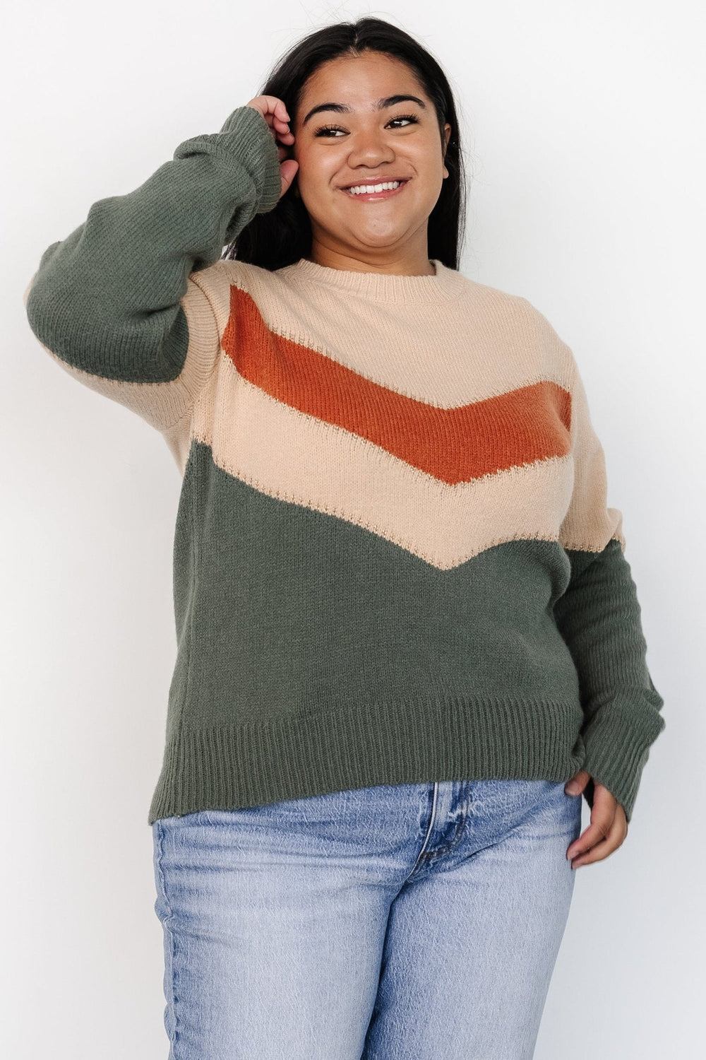 Rowen Color Block Sweater | Baltic Born Natural + Green