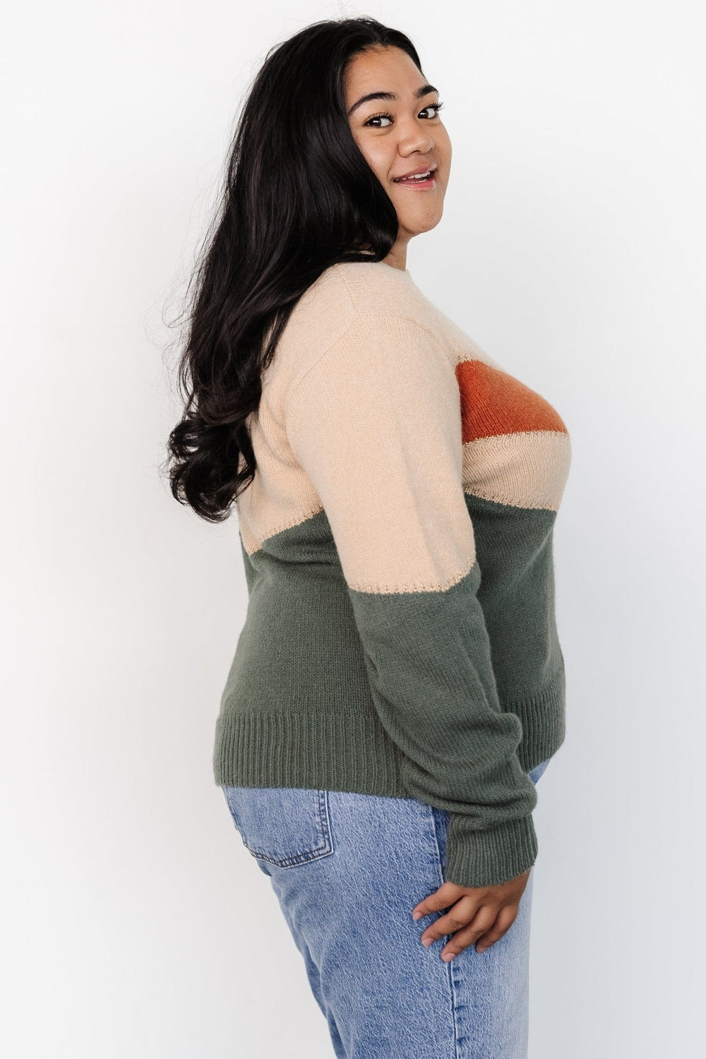 Rowen Color Block Sweater | Baltic Born Natural + Green