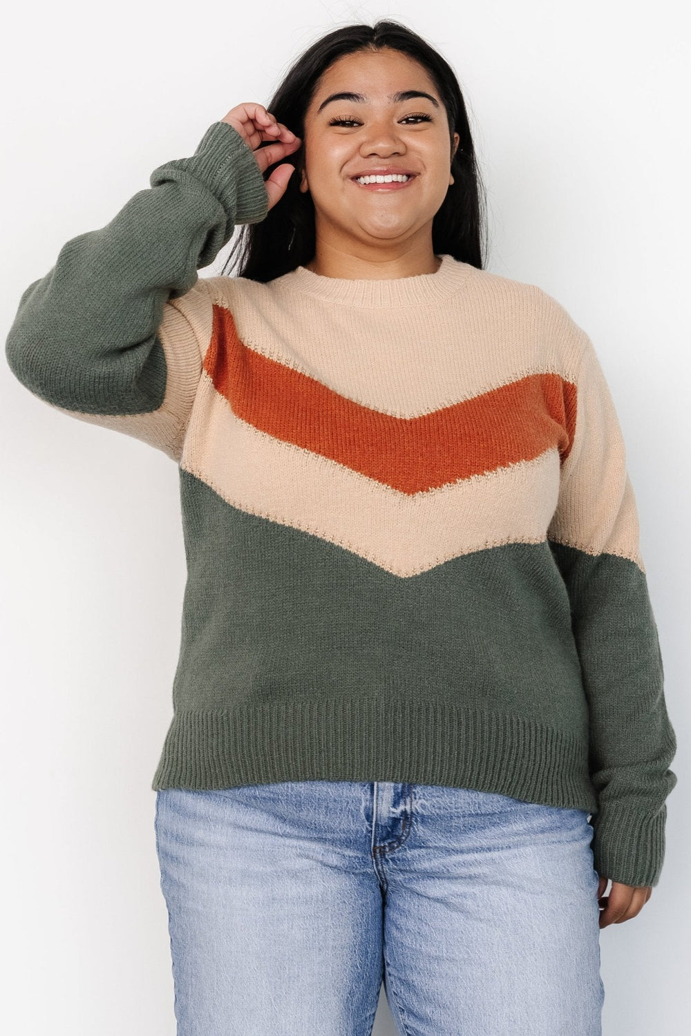 Rowen Color Block Sweater | Baltic Born Natural + Green