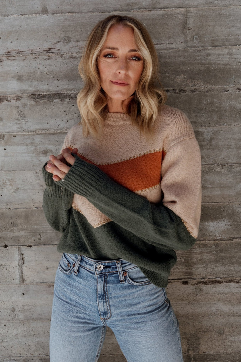 Rowen Color Block Sweater | Baltic Born Natural + Green