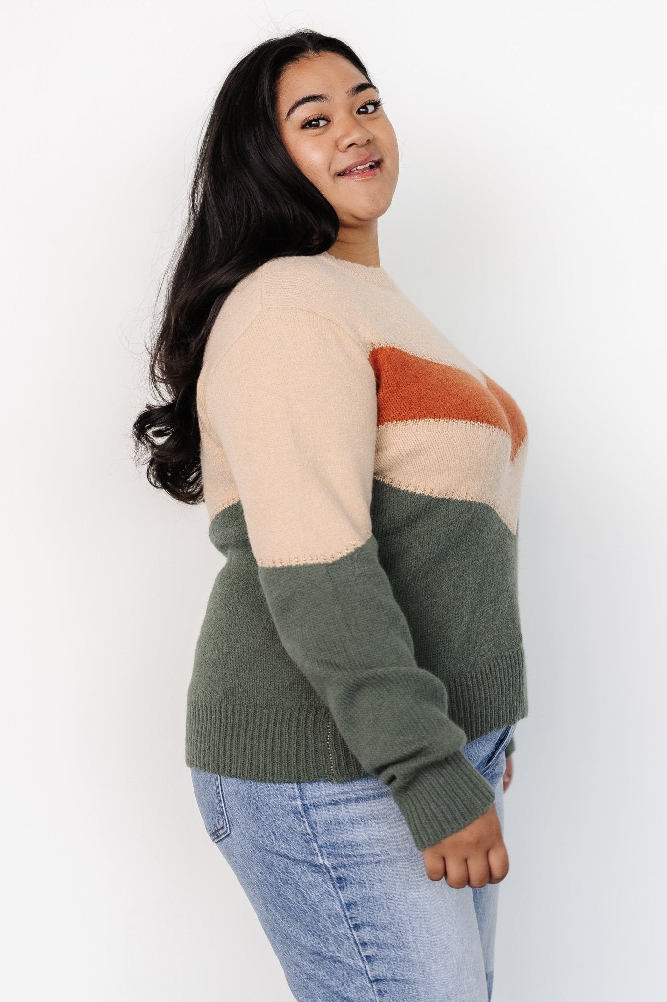 Rowen Color Block Sweater | Baltic Born Natural + Green