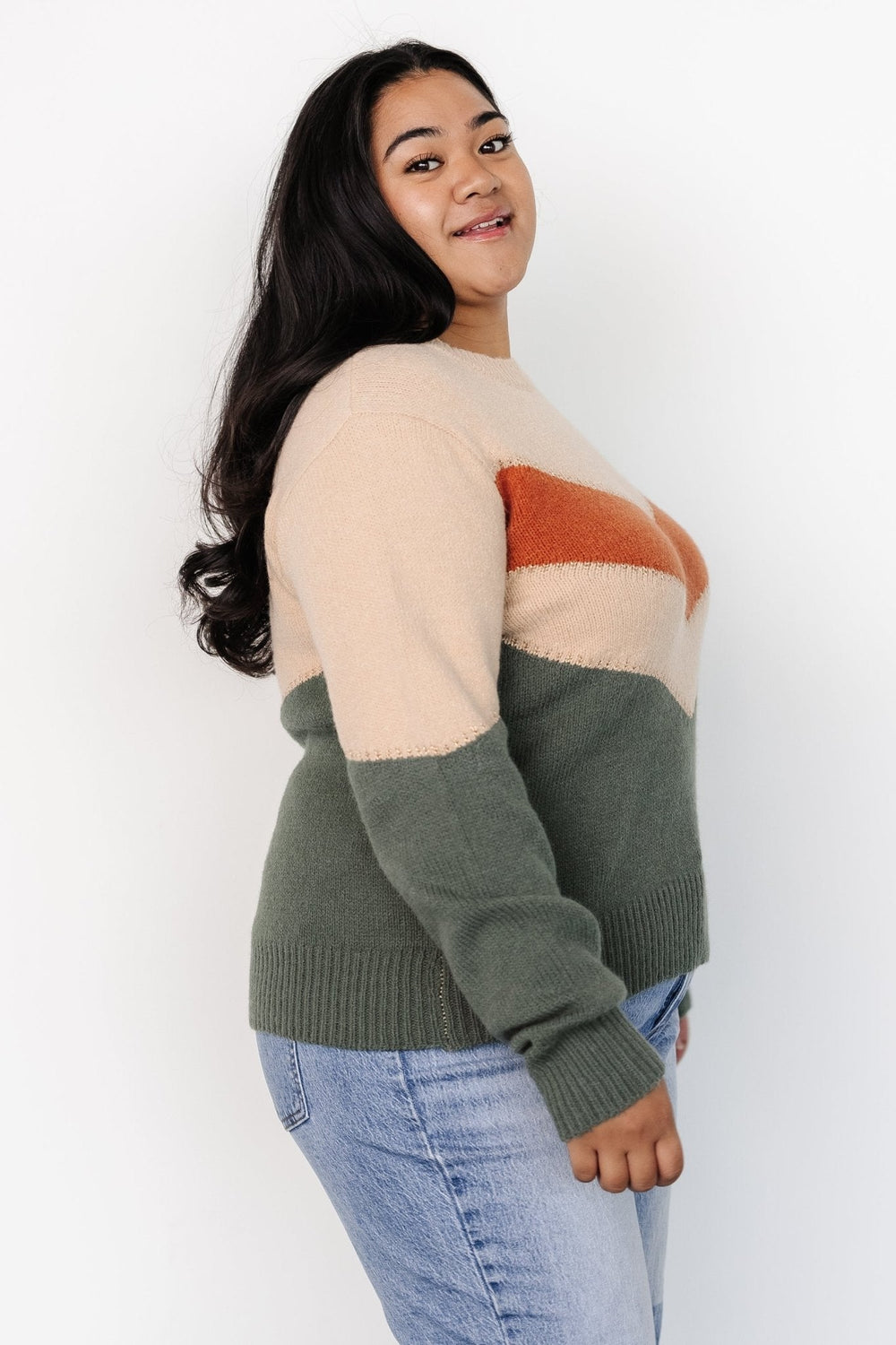 Rowen Color Block Sweater | Baltic Born Natural + Green