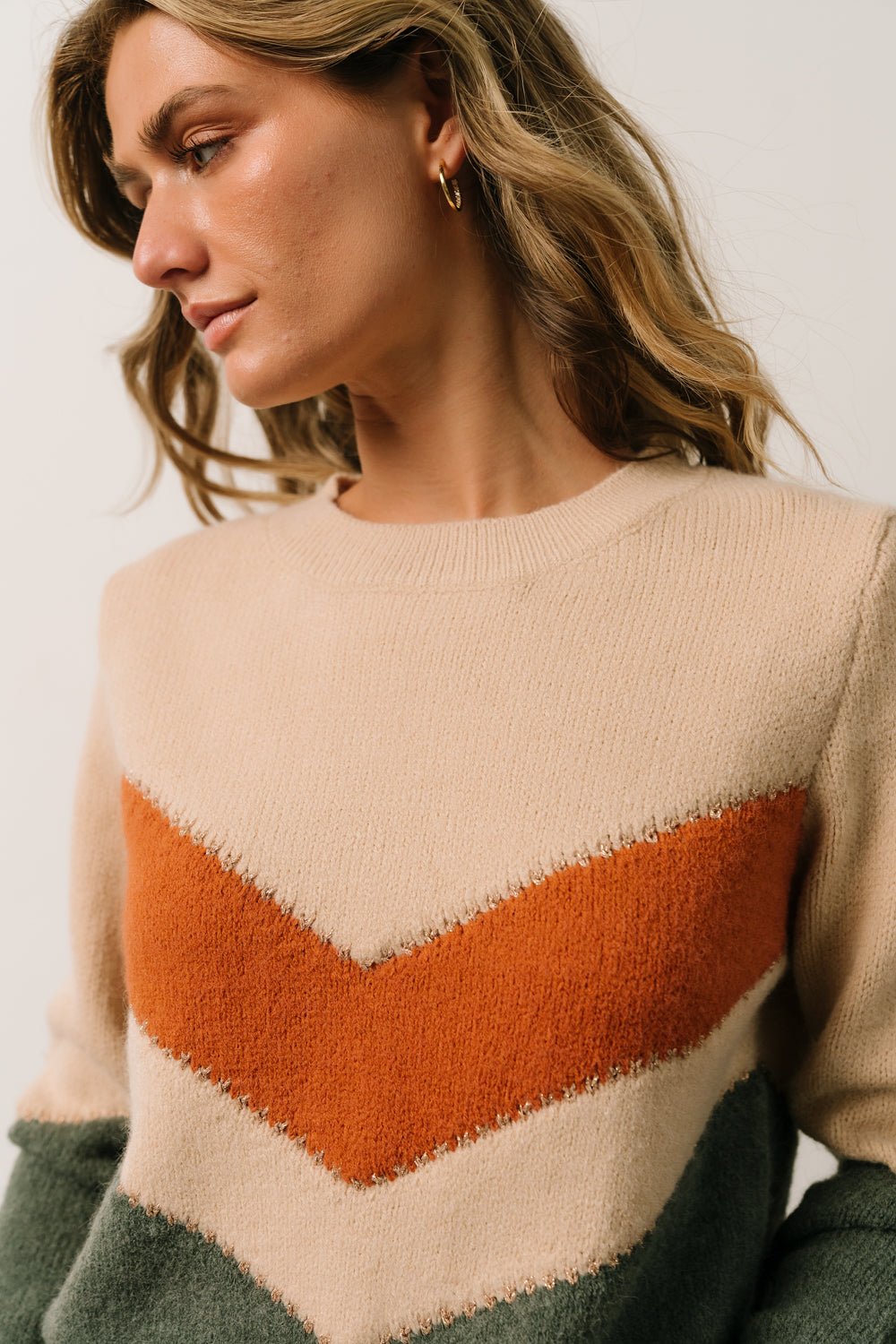 Rowen Color Block Sweater | Baltic Born Natural + Green