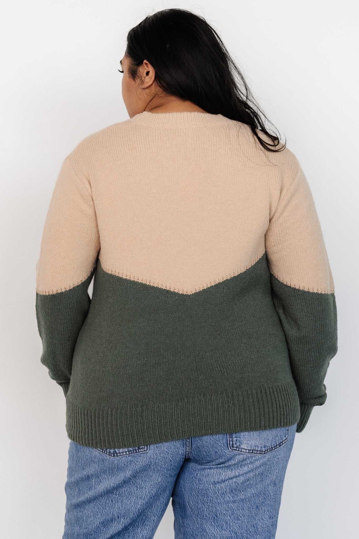 Rowen Color Block Sweater | Baltic Born Natural + Green