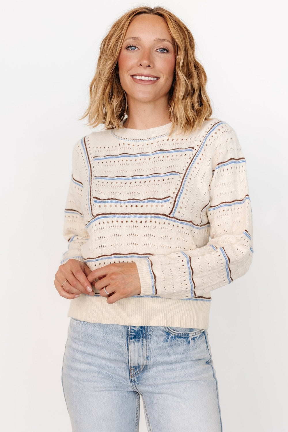 Rhya Knit Sweater | Baltic Born Cream + Blue