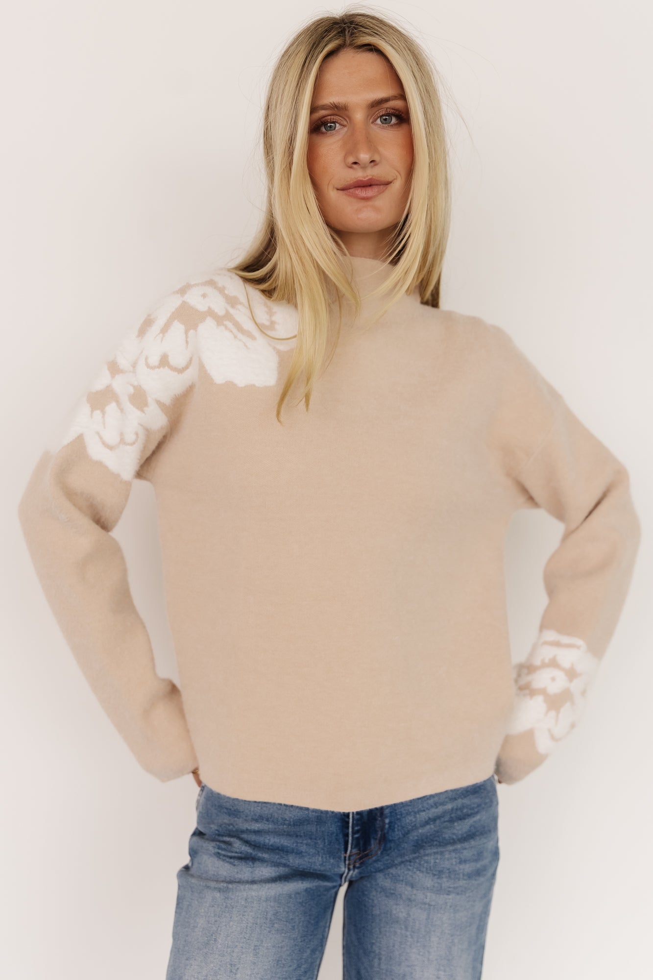 Oda Floral Sweater | Baltic Born Natural + Off White