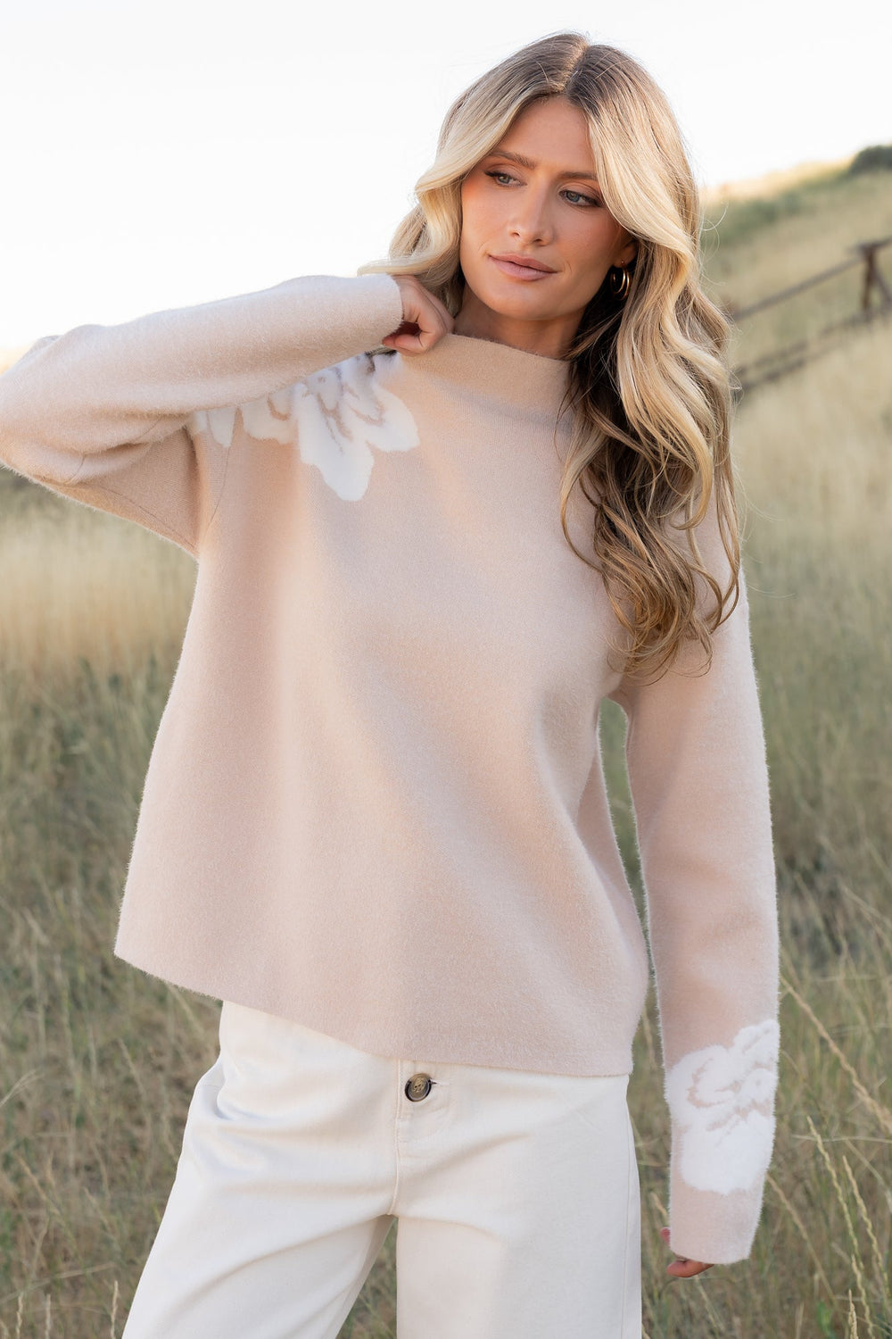 Oda Floral Sweater | Baltic Born Natural + Off White