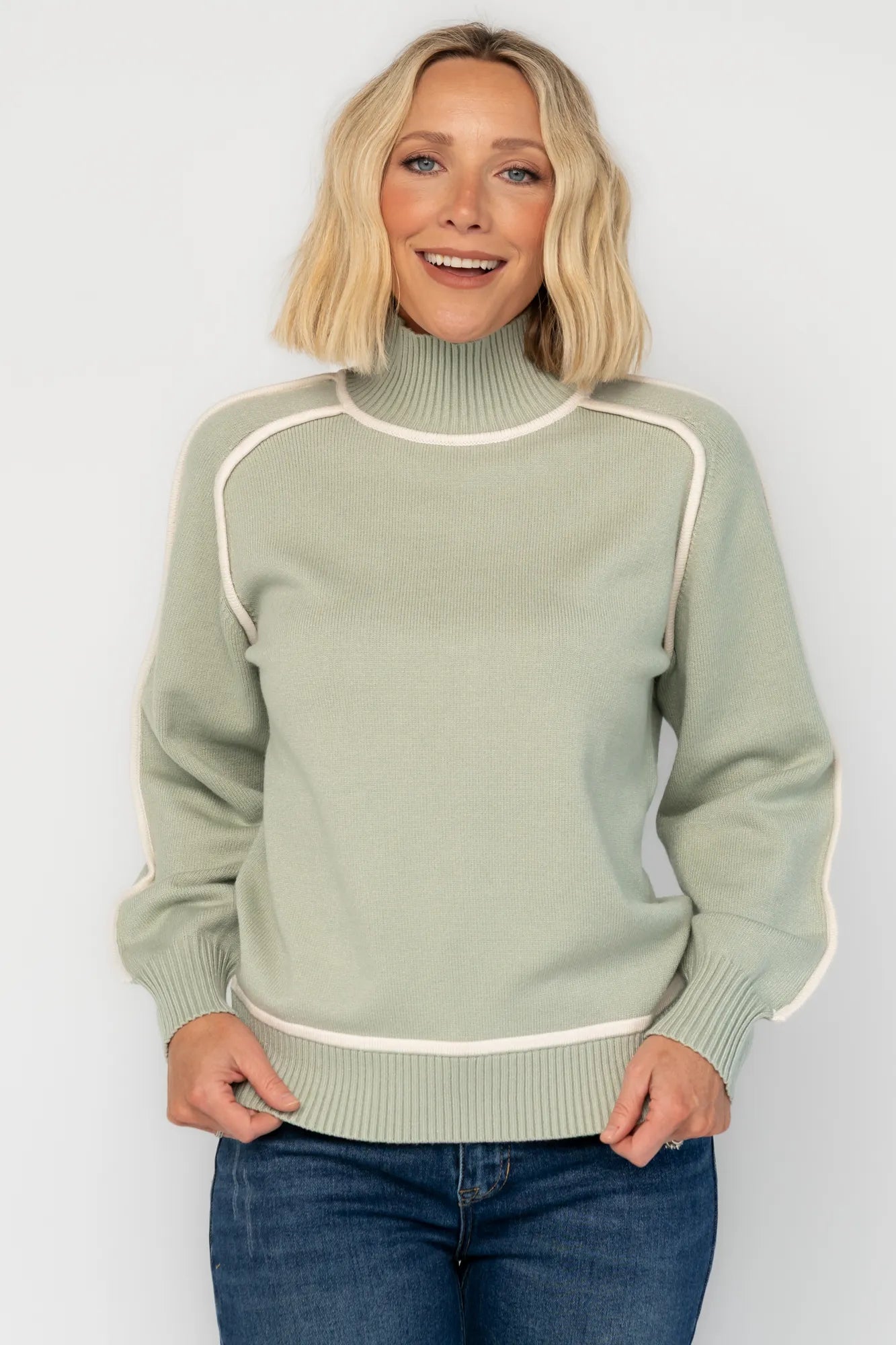 Harrington Sweater | Baltic Born Sage + Cream