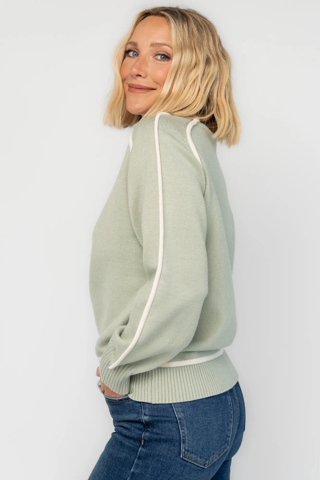 Harrington Sweater | Baltic Born Sage + Cream