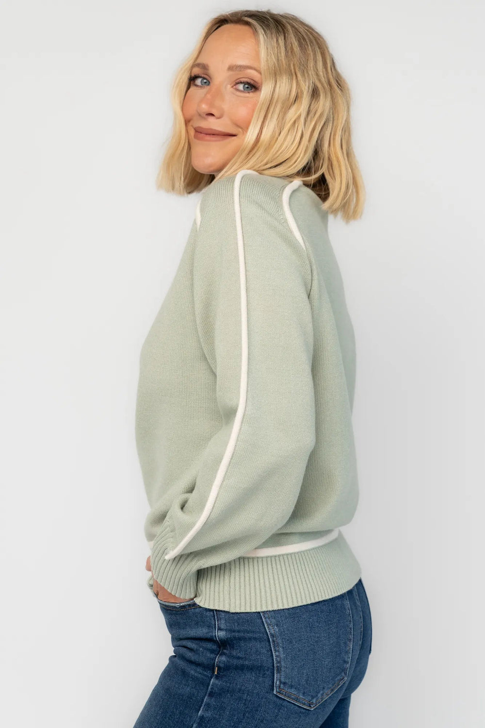Harrington Sweater | Baltic Born Sage + Cream