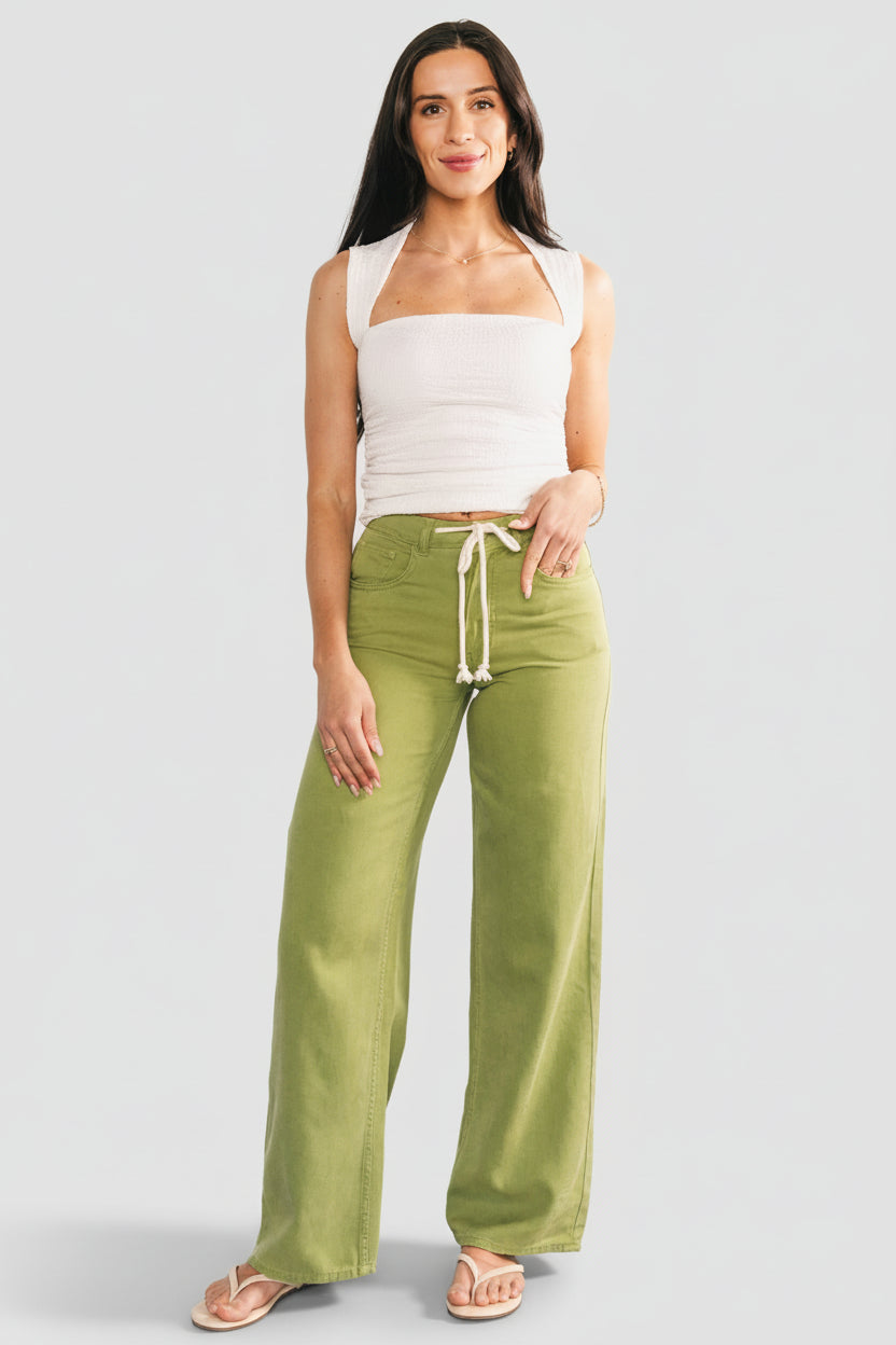 Mabel Mid Rise Soft Denim Pants | Baltic Born Green