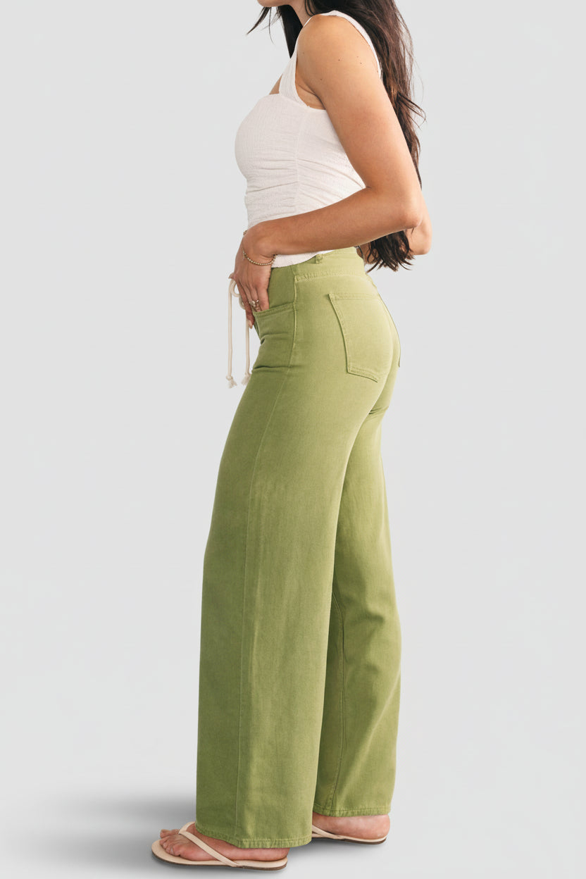 Mabel Mid Rise Soft Denim Pants | Baltic Born Green