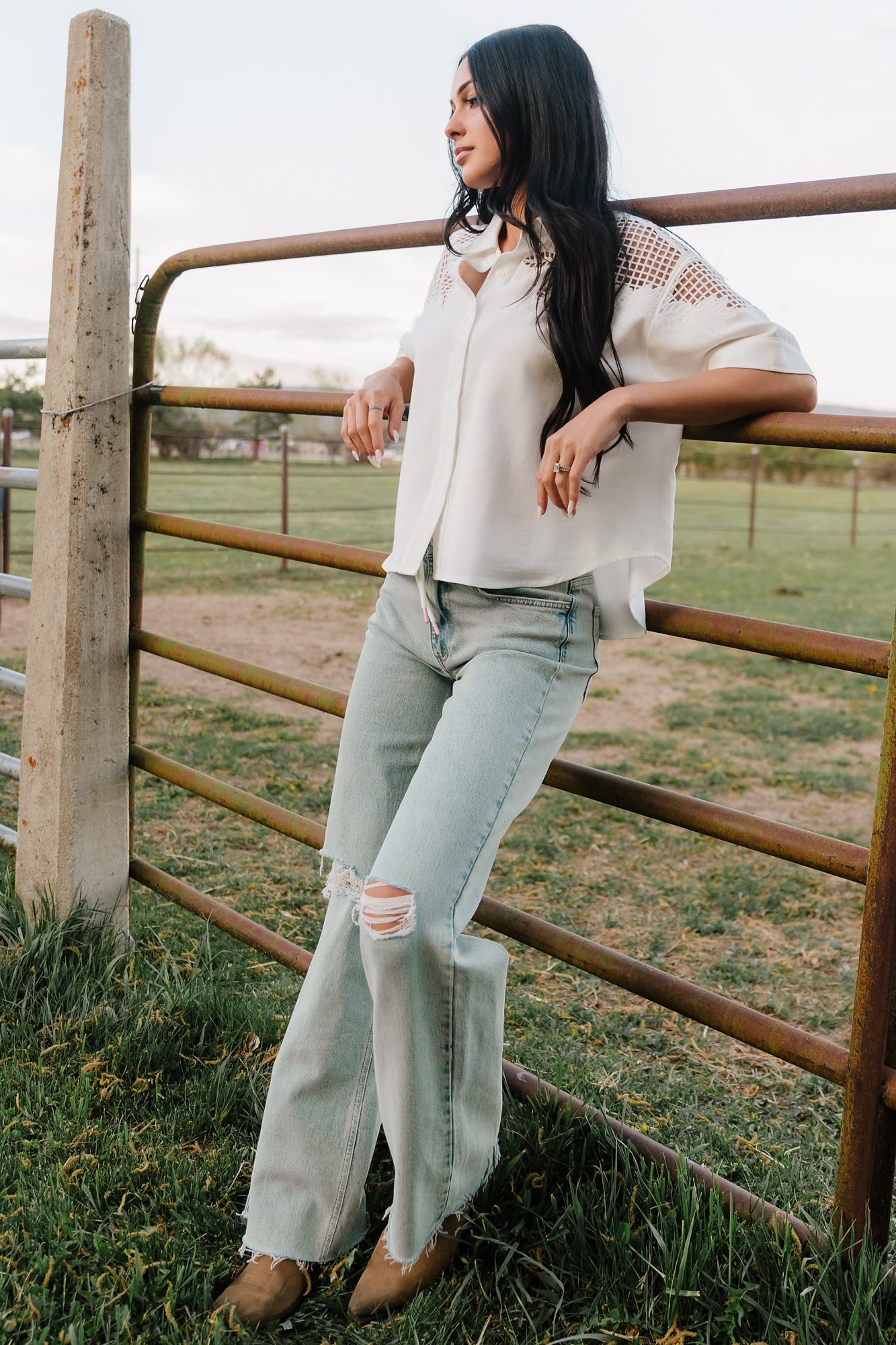Ronda Mid Rise Ripped Jeans | Baltic Born Light Wash