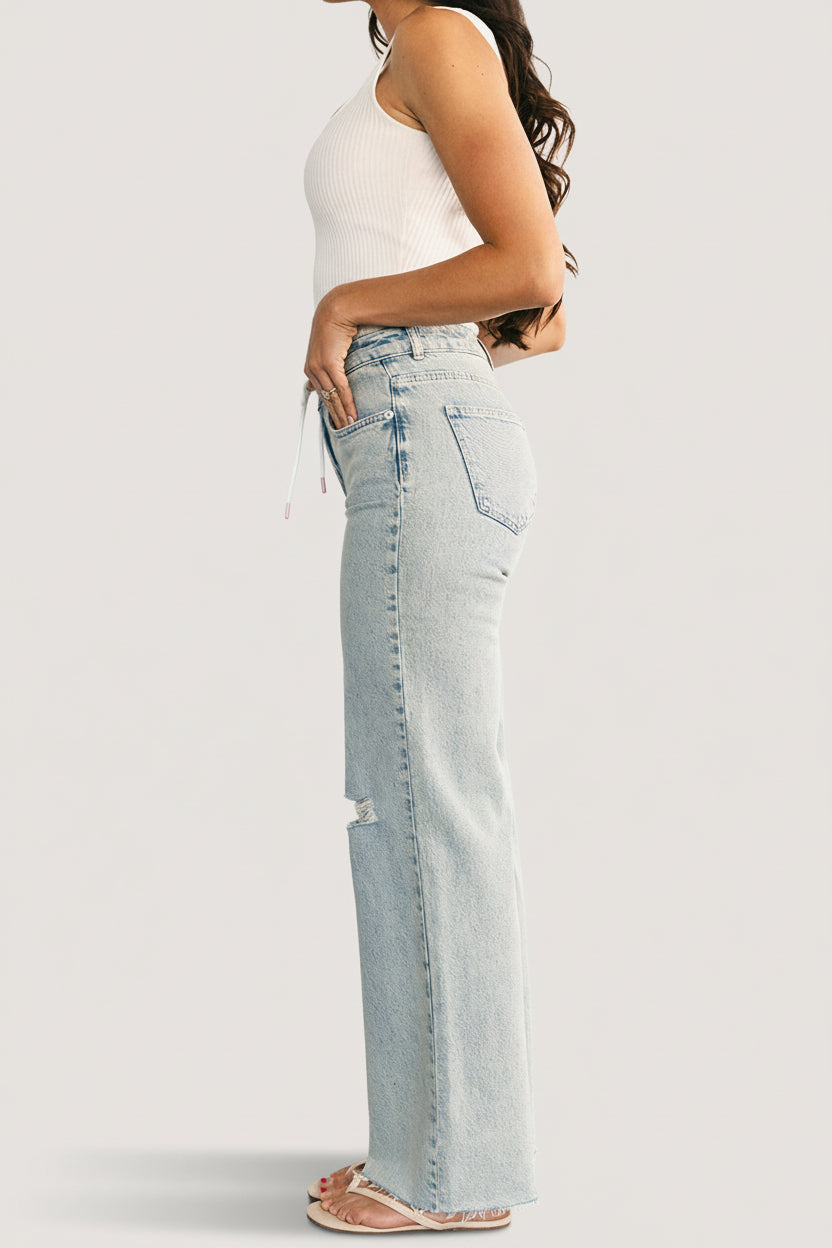Ronda Mid Rise Ripped Jeans | Baltic Born Light Wash