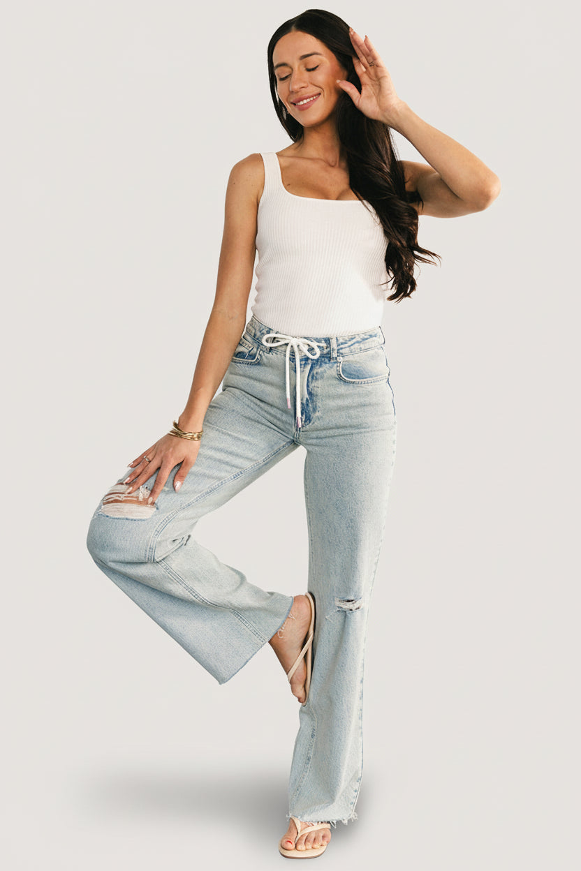 Ronda Mid Rise Ripped Jeans | Baltic Born Light Wash
