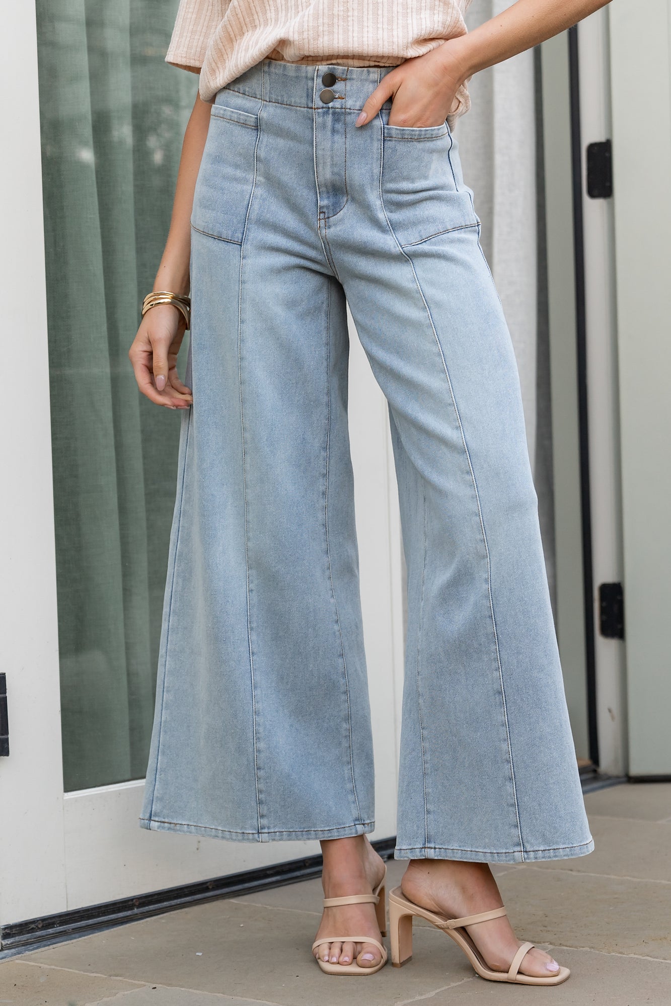 Emmi Mid Rise Wide Leg Jeans | Baltic Born Light Wash