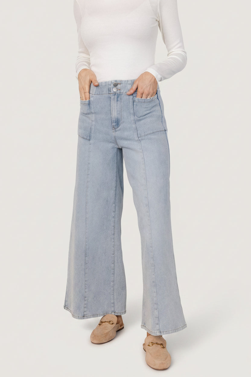 Emmi Mid Rise Wide Leg Jeans | Baltic Born Light Wash