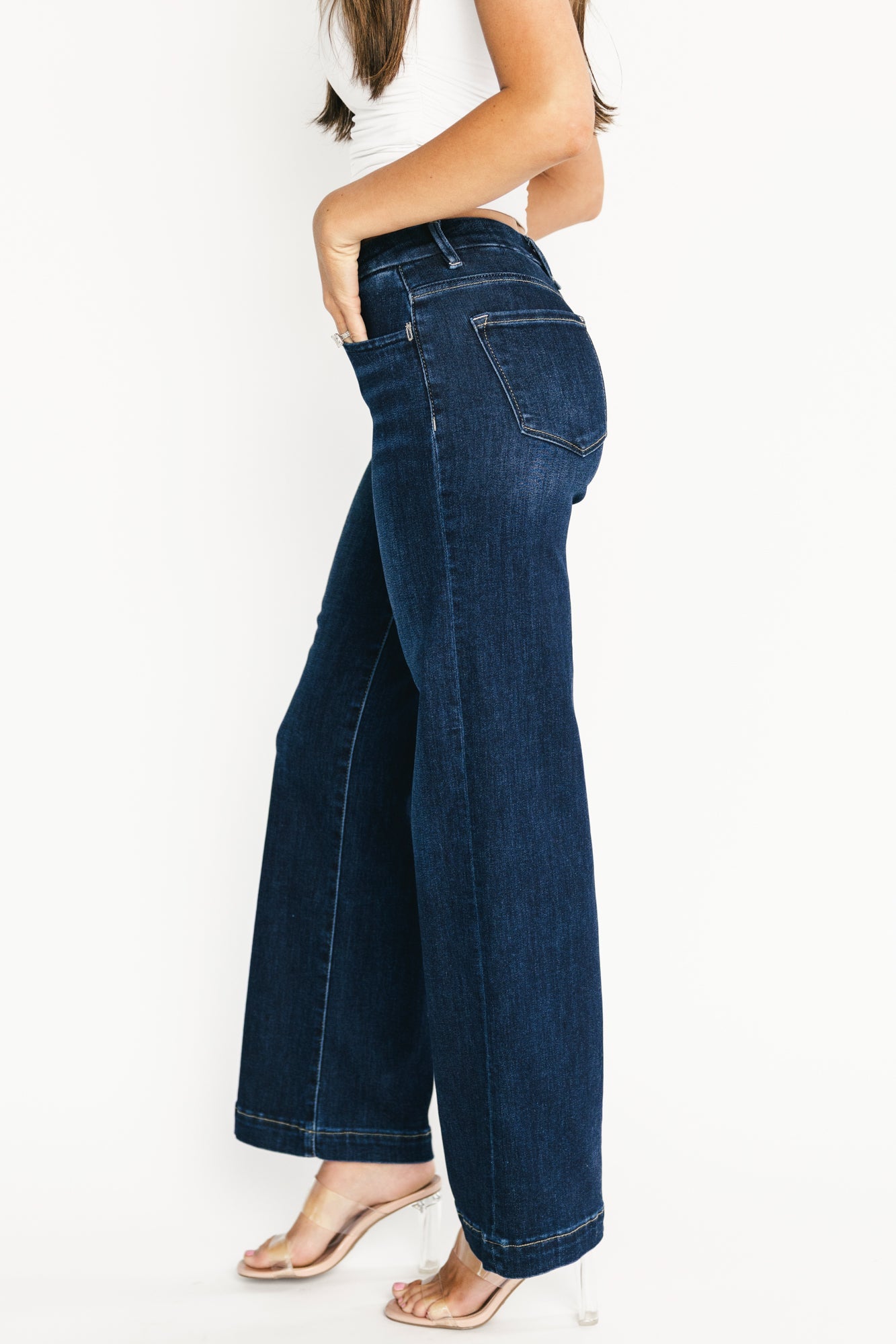 Charme Mid Rise Wide Leg Jeans | Baltic Born Dark Wash