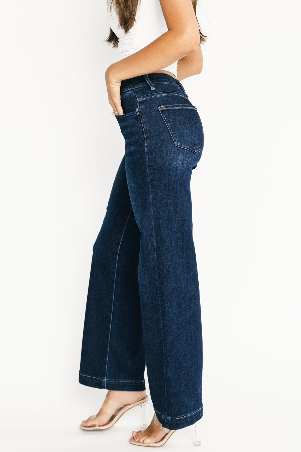 Charme Mid Rise Wide Leg Jeans | Baltic Born Dark Wash