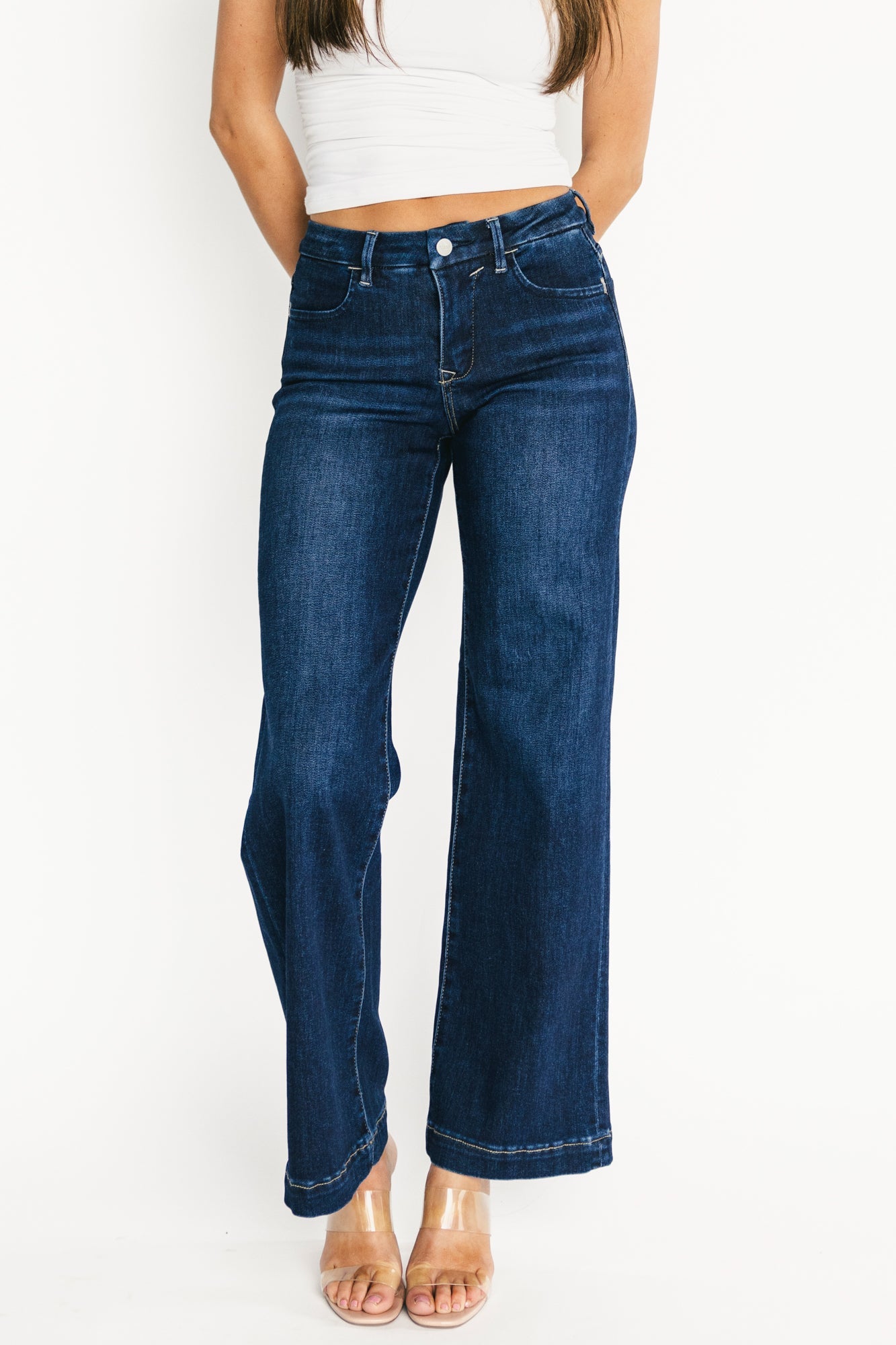 Charme Mid Rise Wide Leg Jeans | Baltic Born Dark Wash
