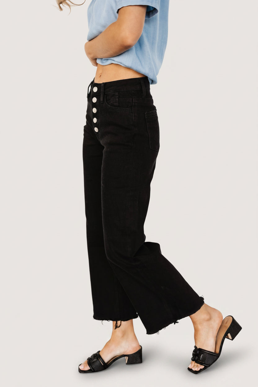 Georgie High Rise Wide Leg Jeans | Baltic Born Black