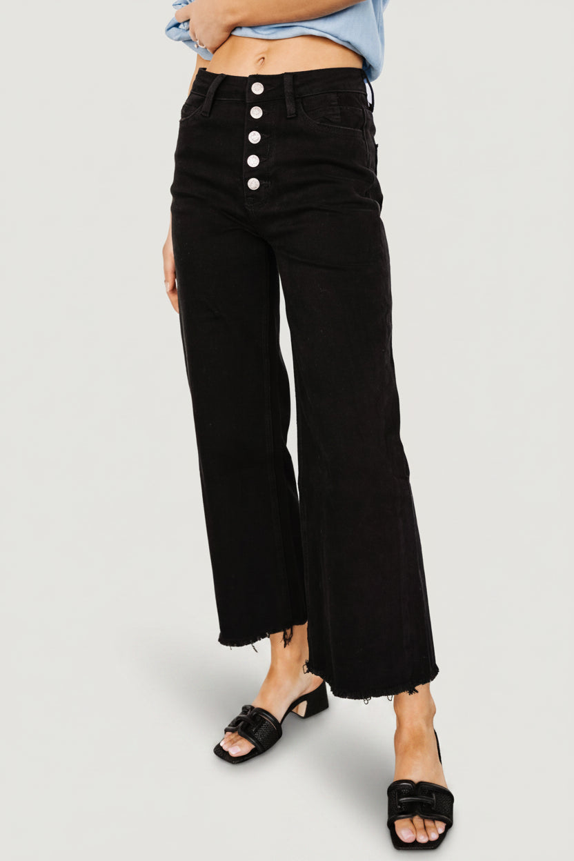 Georgie High Rise Wide Leg Jeans | Baltic Born Black