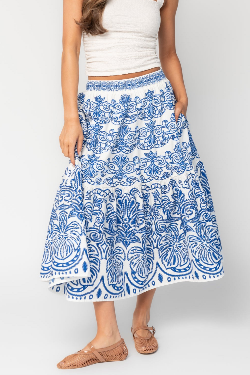 Patience Skirt | Baltic Born White + Blue