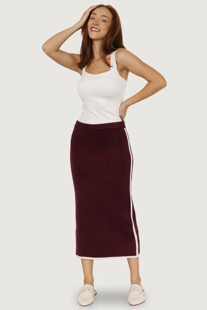 Ava Knit Midi Skirt | Baltic Born Wine