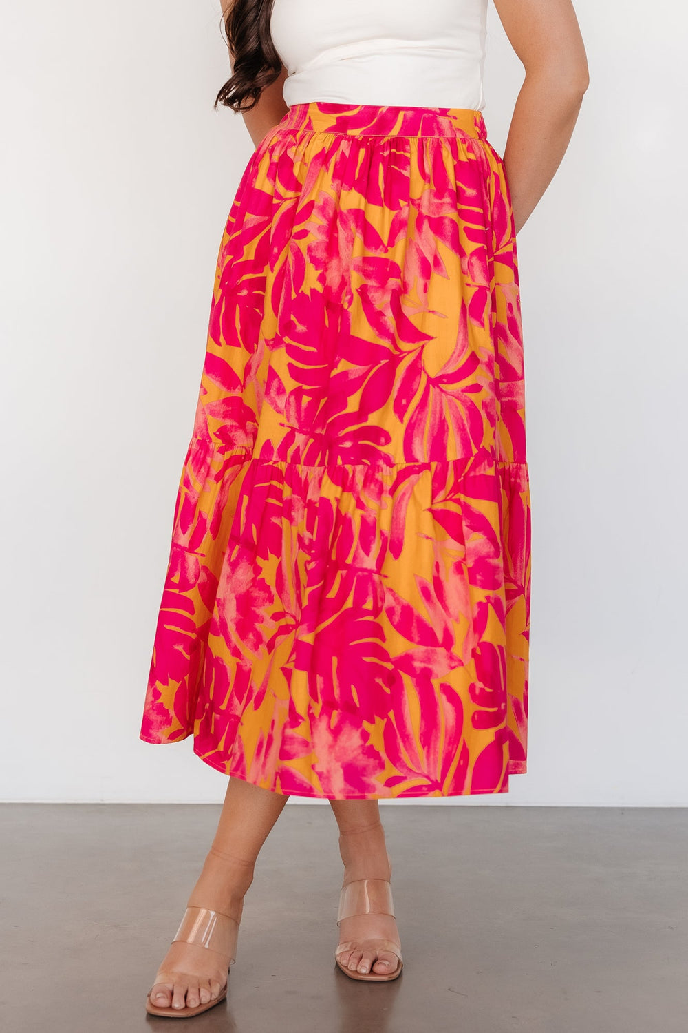 Luana Tiered Skirt | Baltic Born Orange + Fuchsia