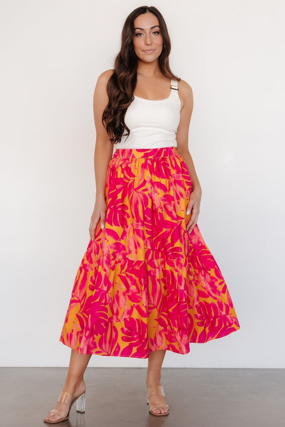 Luana Tiered Skirt | Baltic Born Orange + Fuchsia