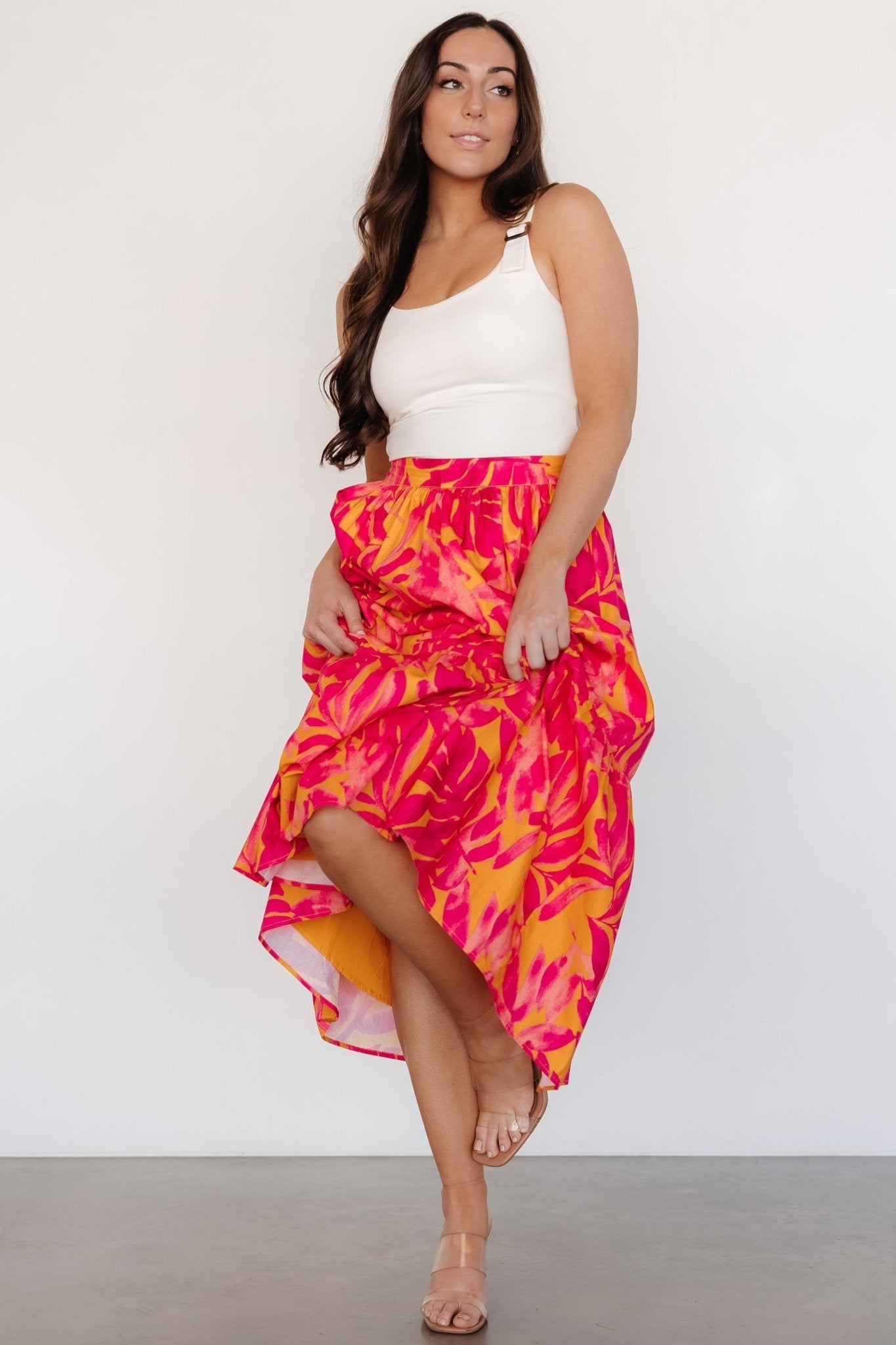 Luana Tiered Skirt | Baltic Born Orange + Fuchsia