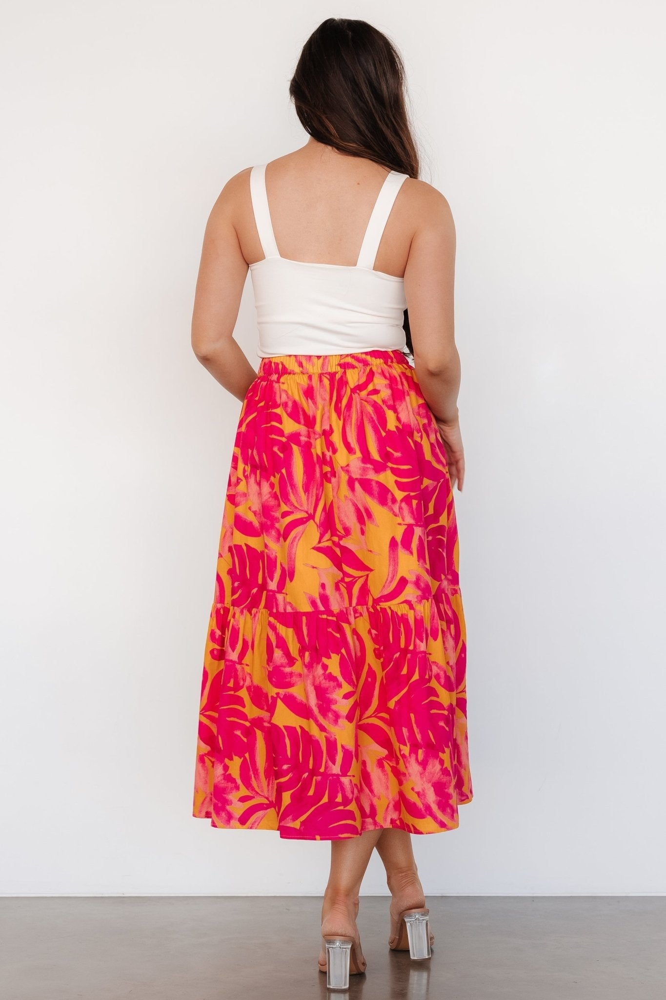 Luana Tiered Skirt | Baltic Born Orange + Fuchsia