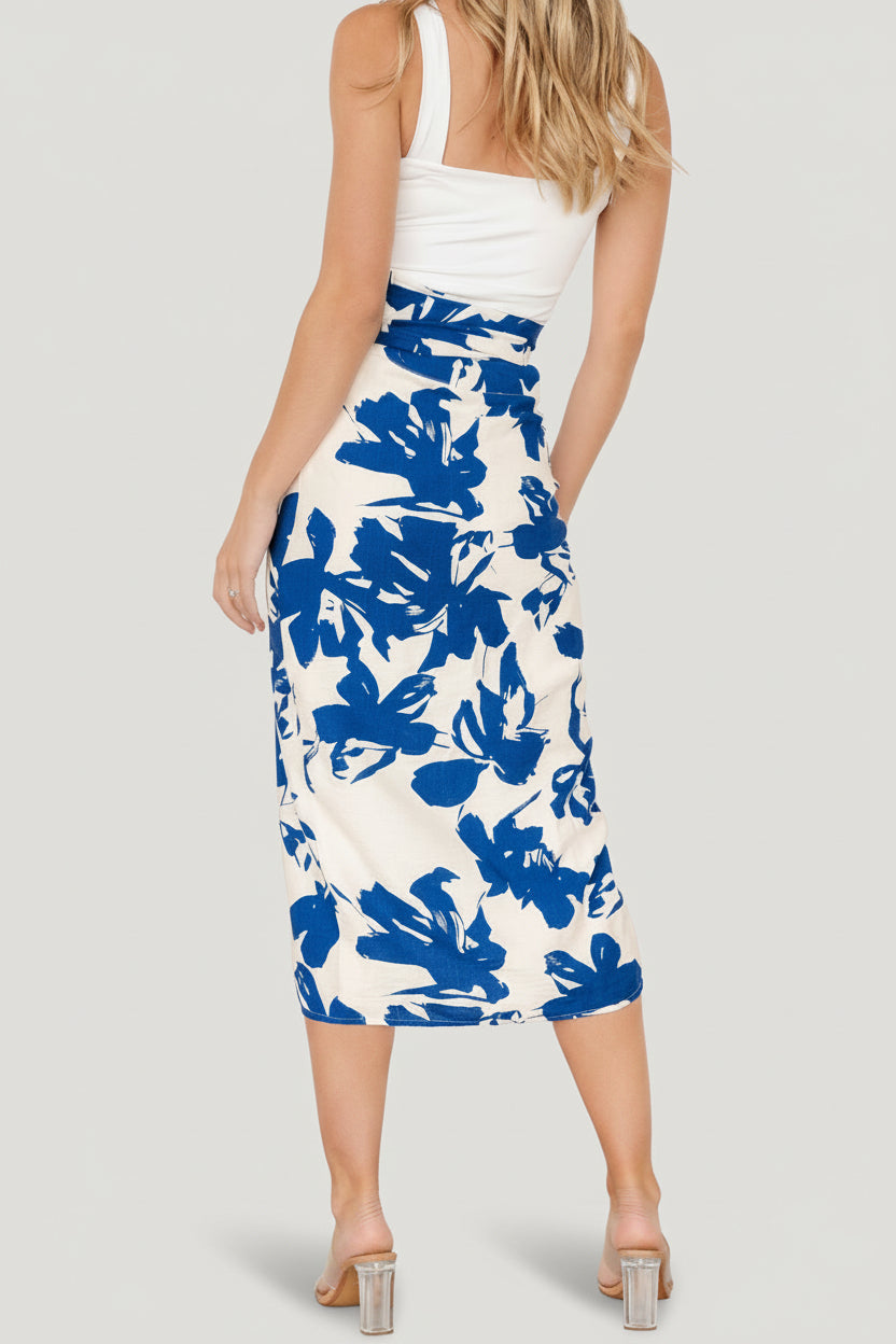 Vista Wrap Midi Skirt | Baltic Born Blue Print