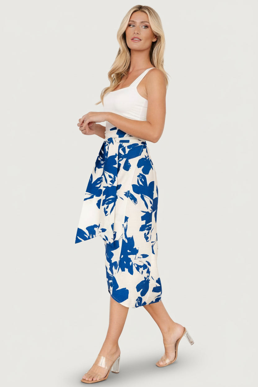 Vista Wrap Midi Skirt | Baltic Born Blue Print