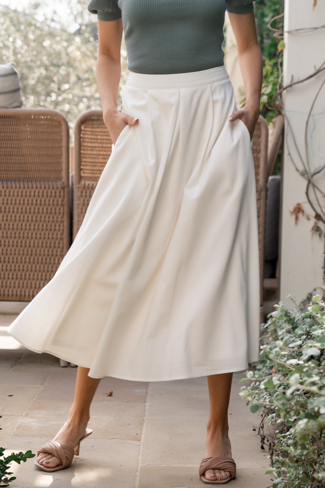 Katie Pleated Midi Skirt | Baltic Born Off White