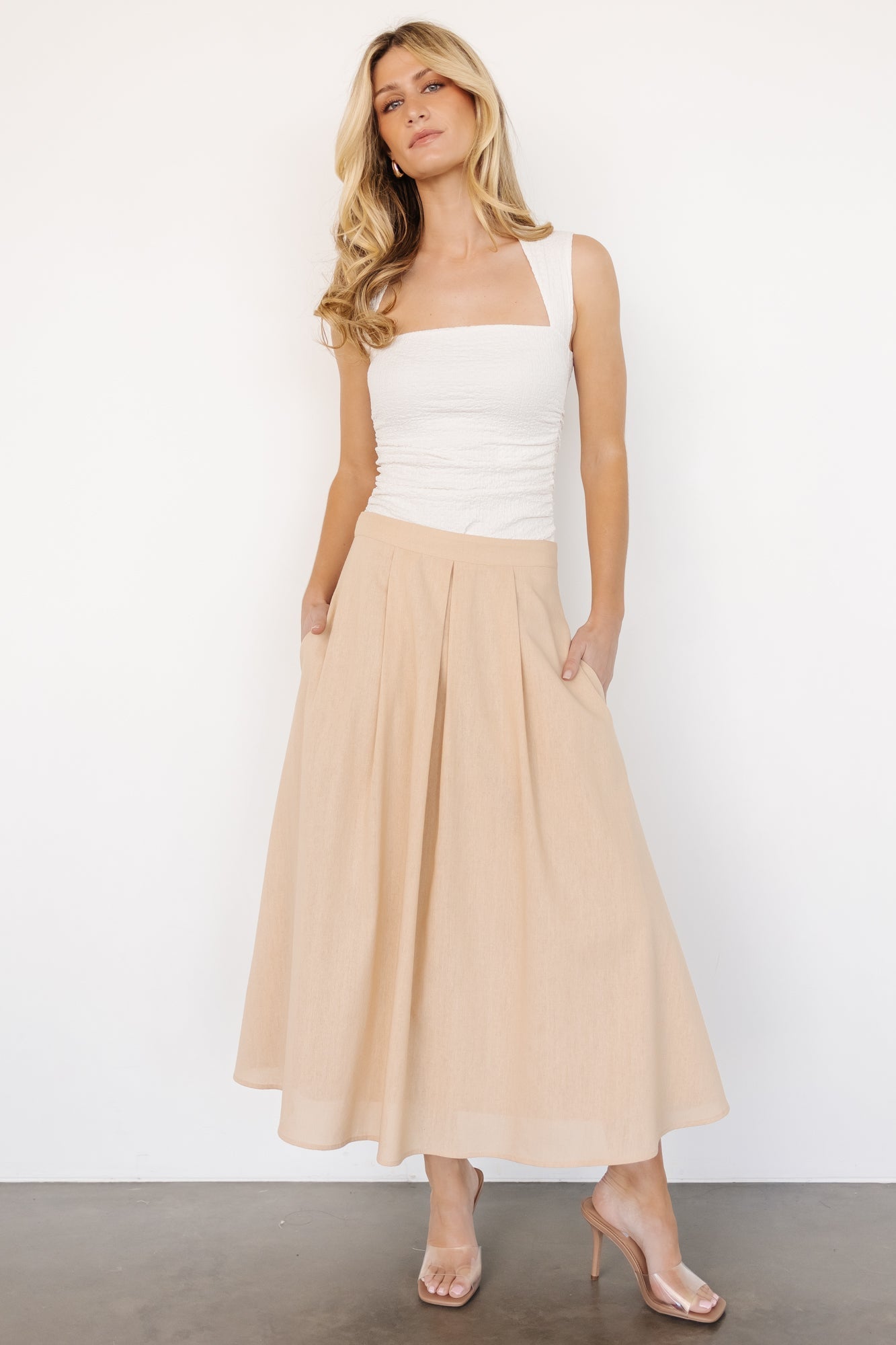 Katie Pleated Midi Skirt | Baltic Born Natural