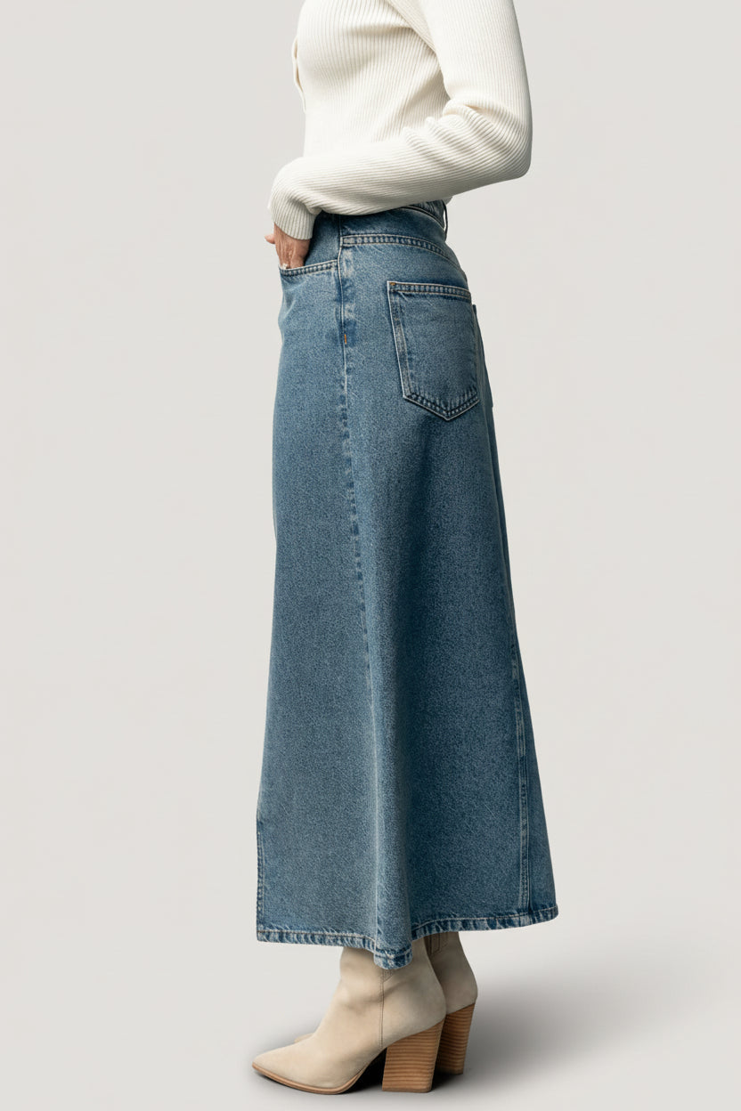 Aleksa Denim Midi Skirt | Baltic Born Medium Wash