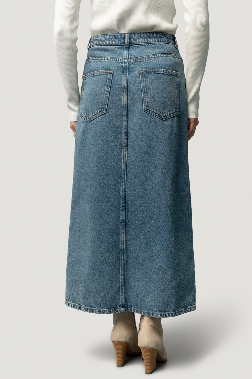 Aleksa Denim Midi Skirt | Baltic Born Medium Wash
