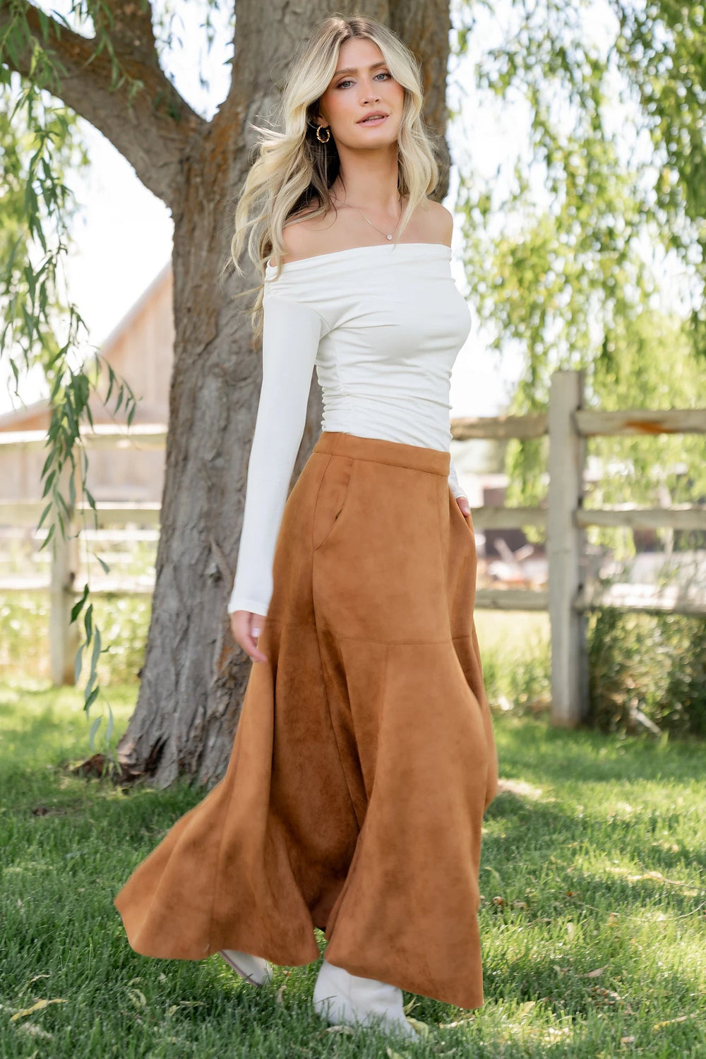 Tona Faux Suede Skirt | Baltic Born Camel