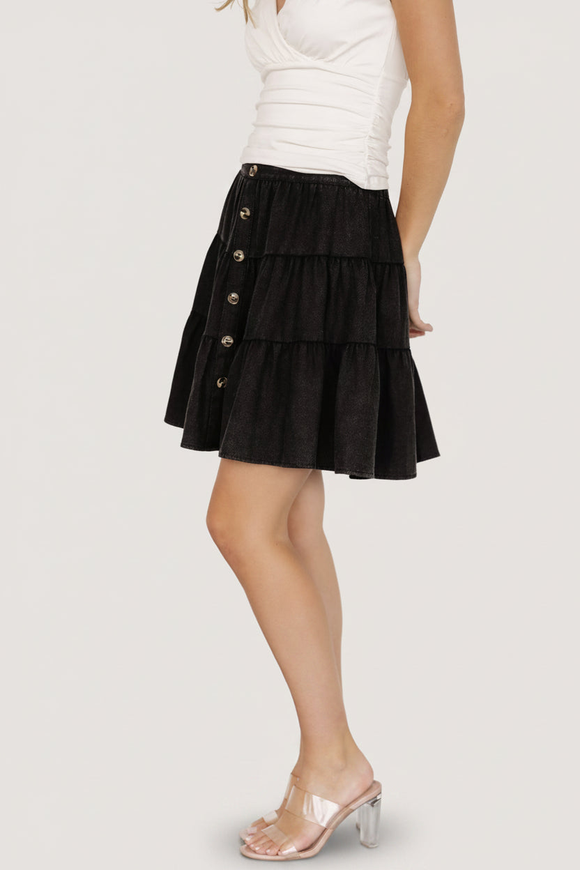 Ebba Short Skirt | Baltic Born Washed Black