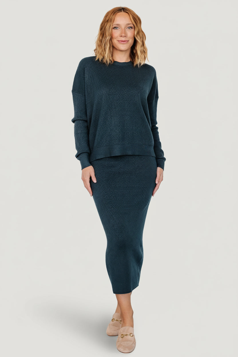 Carey Waffle Midi Skirt | Baltic Born Midnight Blue