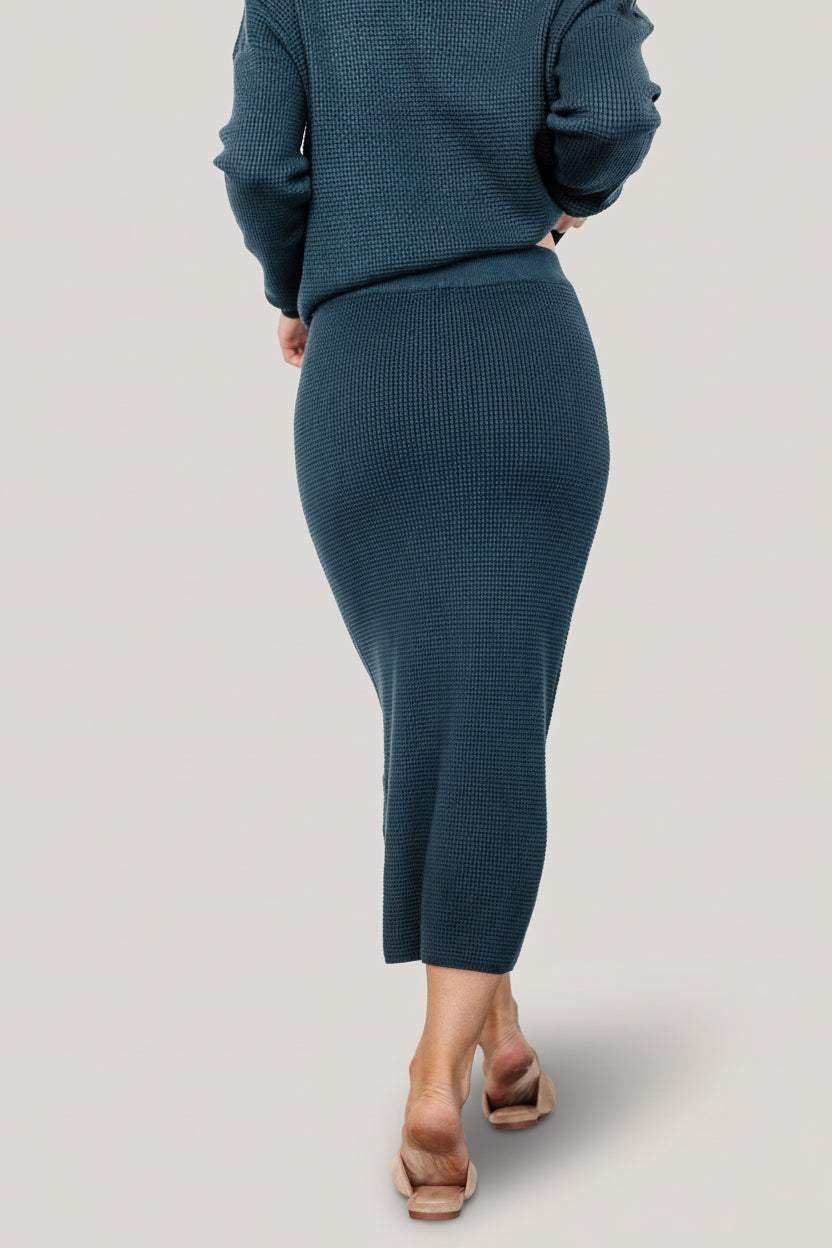 Carey Waffle Midi Skirt | Baltic Born Midnight Blue