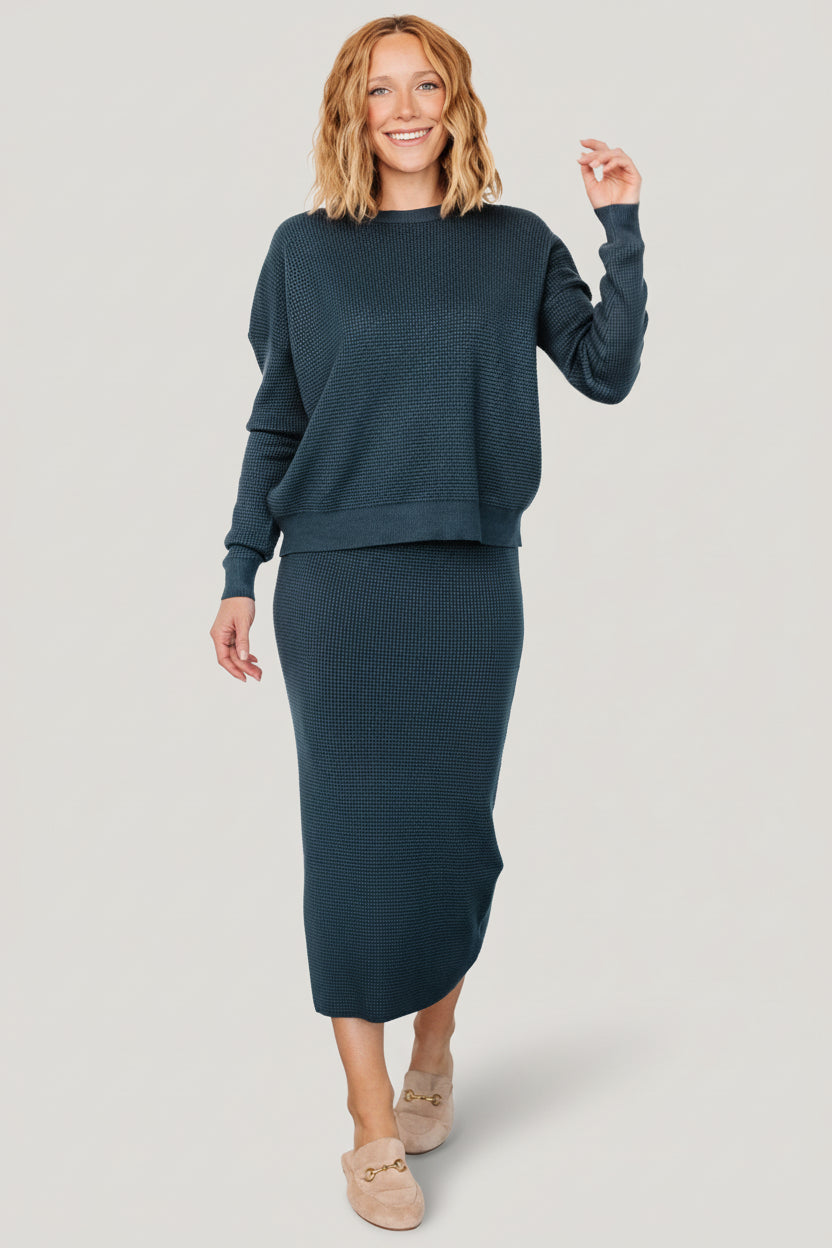 Carey Waffle Midi Skirt | Baltic Born Midnight Blue