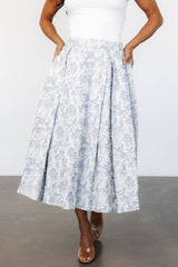 Jeanne Pleated Midi Skirt | Baltic Born Pearl + Light Blue