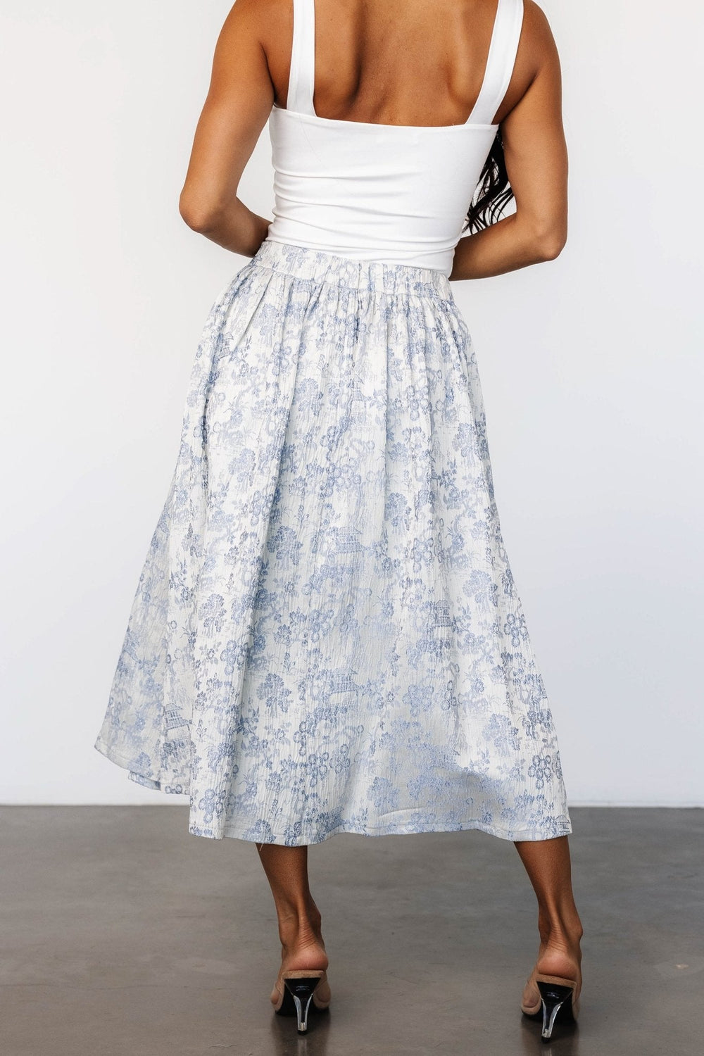 Jeanne Pleated Midi Skirt | Baltic Born Pearl + Light Blue