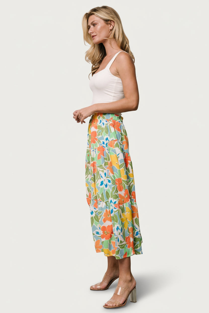 Nika Tiered Skirt | Baltic Born Orange + Blue Floral