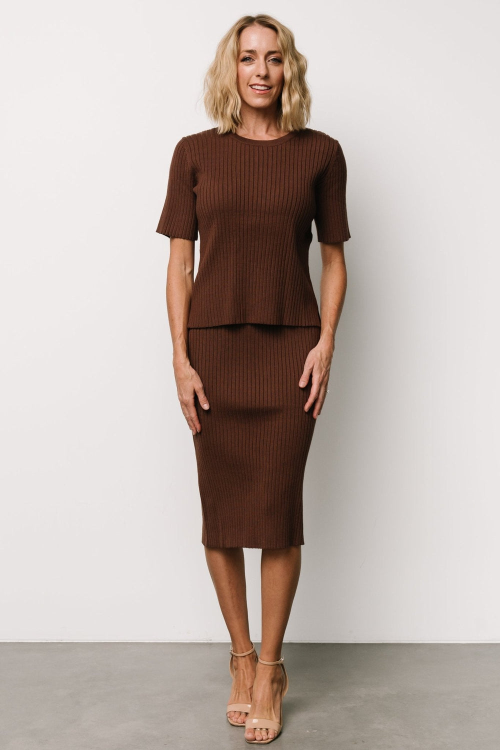 Stormi Ribbed Midi Skirt | Baltic Born Brown